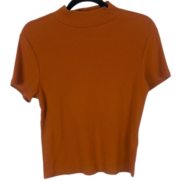 Maeve by Anthropologie Orange Fitted Mandarin Collar Tee Size Large - Picture 1 of 7